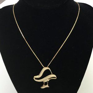 Magic Mushroom Gold and Enamel Pendant Necklace